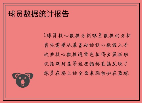 球员数据统计报告